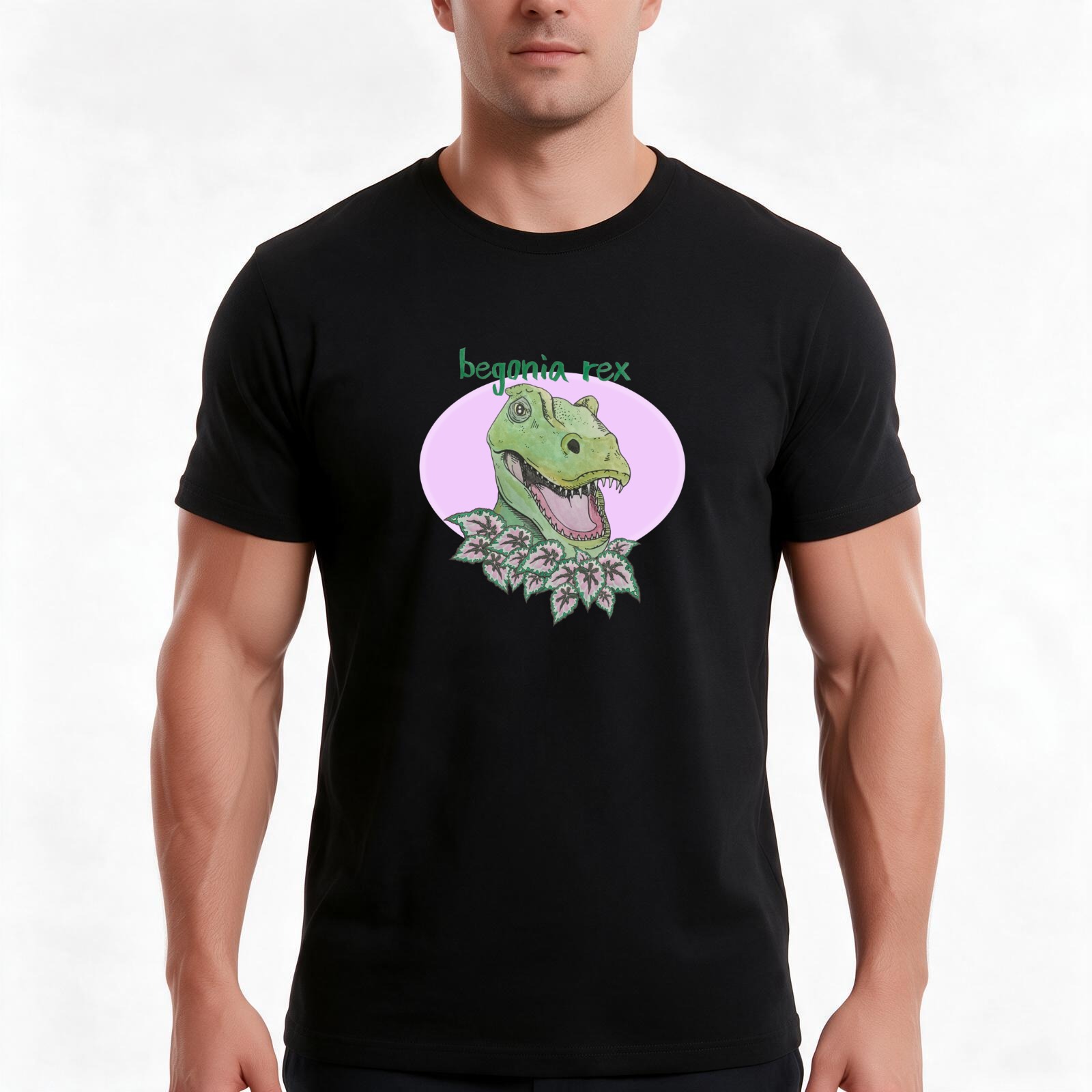 Begonia Rex - T-shirt met T-Rex-begonia-motief (roze), zomerse, casual