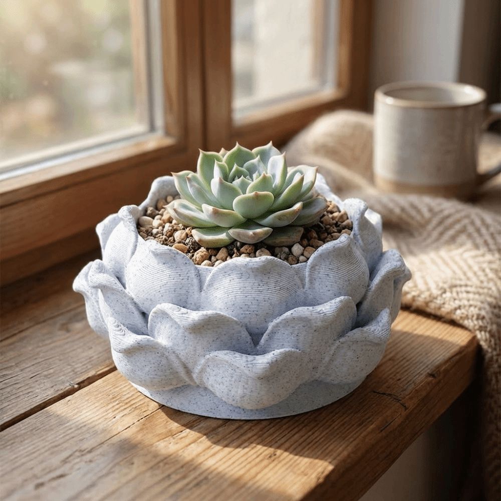 Echeveria Succulent - Lotusvormige succulenten pot, 3D geprinte plastic