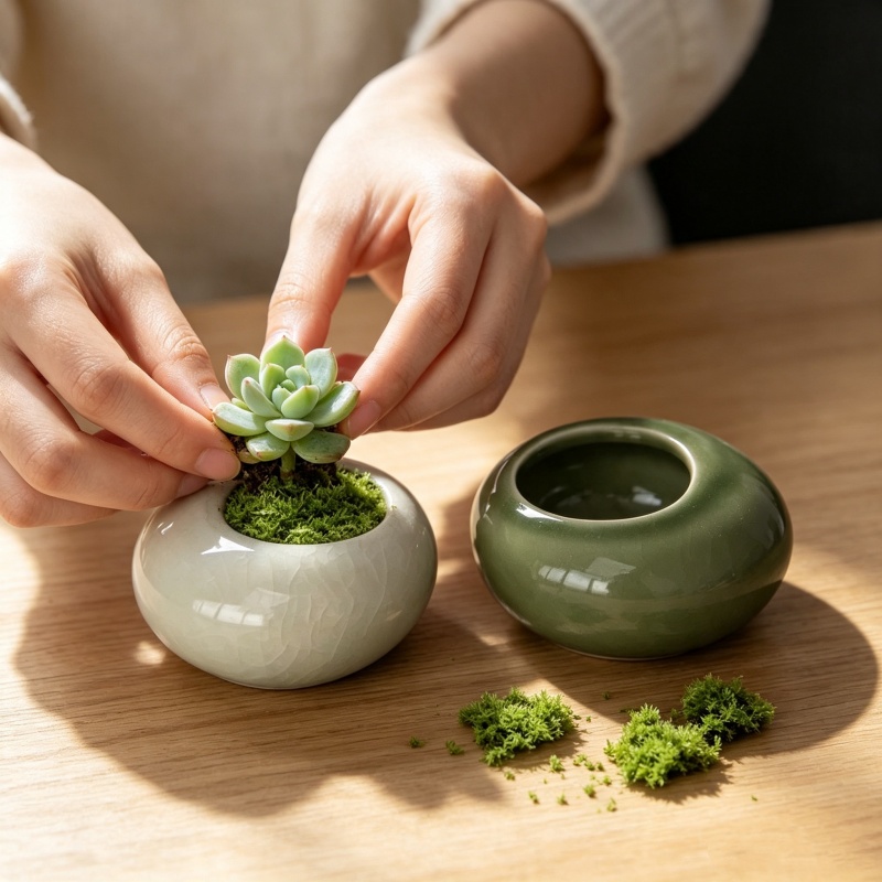 Mini ijsgeglazuurde plantenpot - Echeveria Succulent recensie en prijs