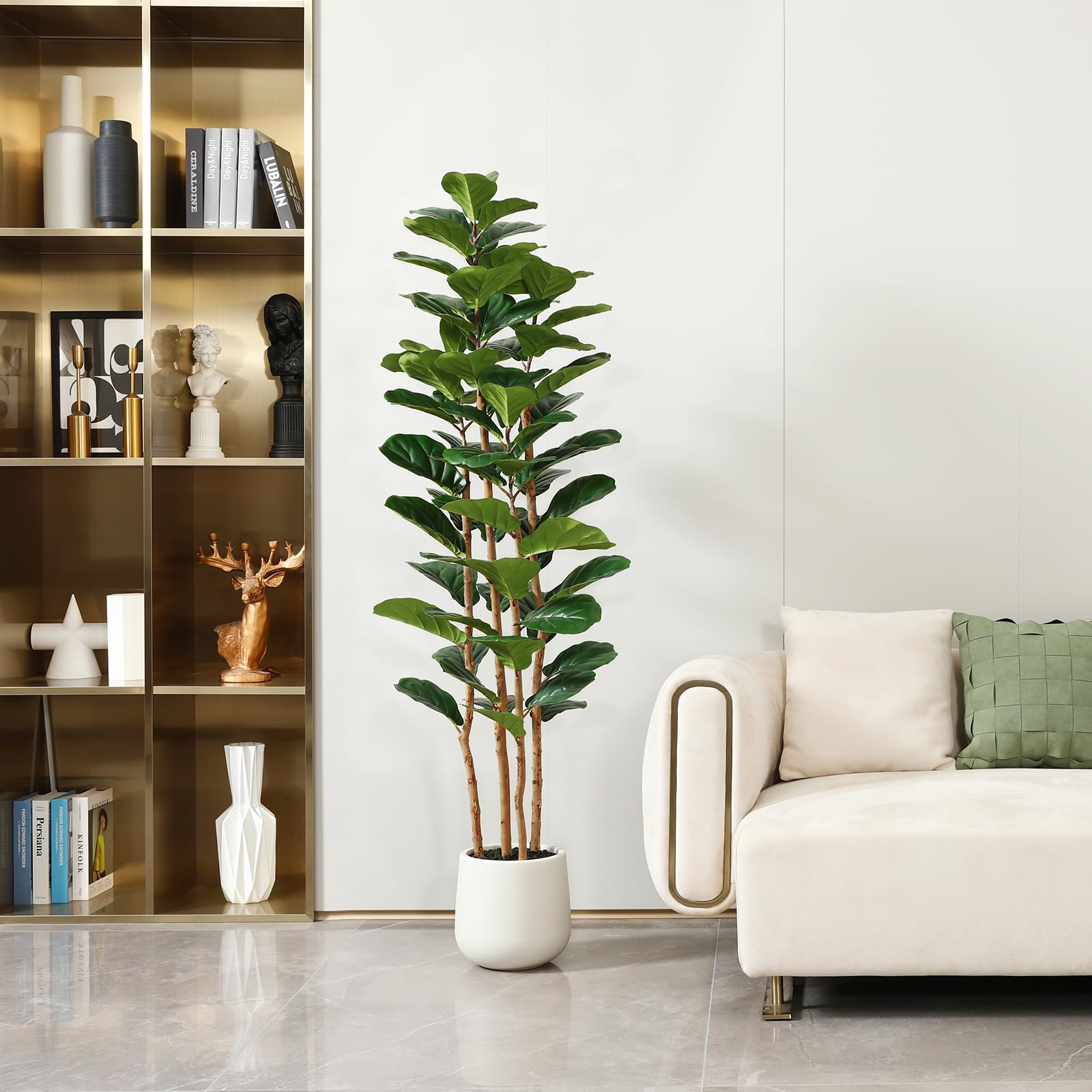 Kunstmatige vijgenboom met wit - Ficus Lyrata Tree recensie en prijs